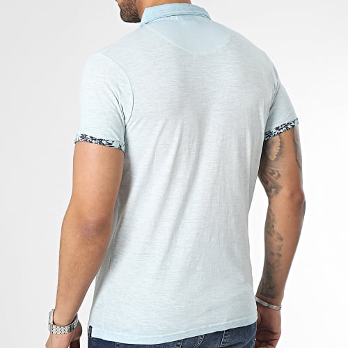 Polo Manches Courtes Panthere Bleu Clair Chiné Floral