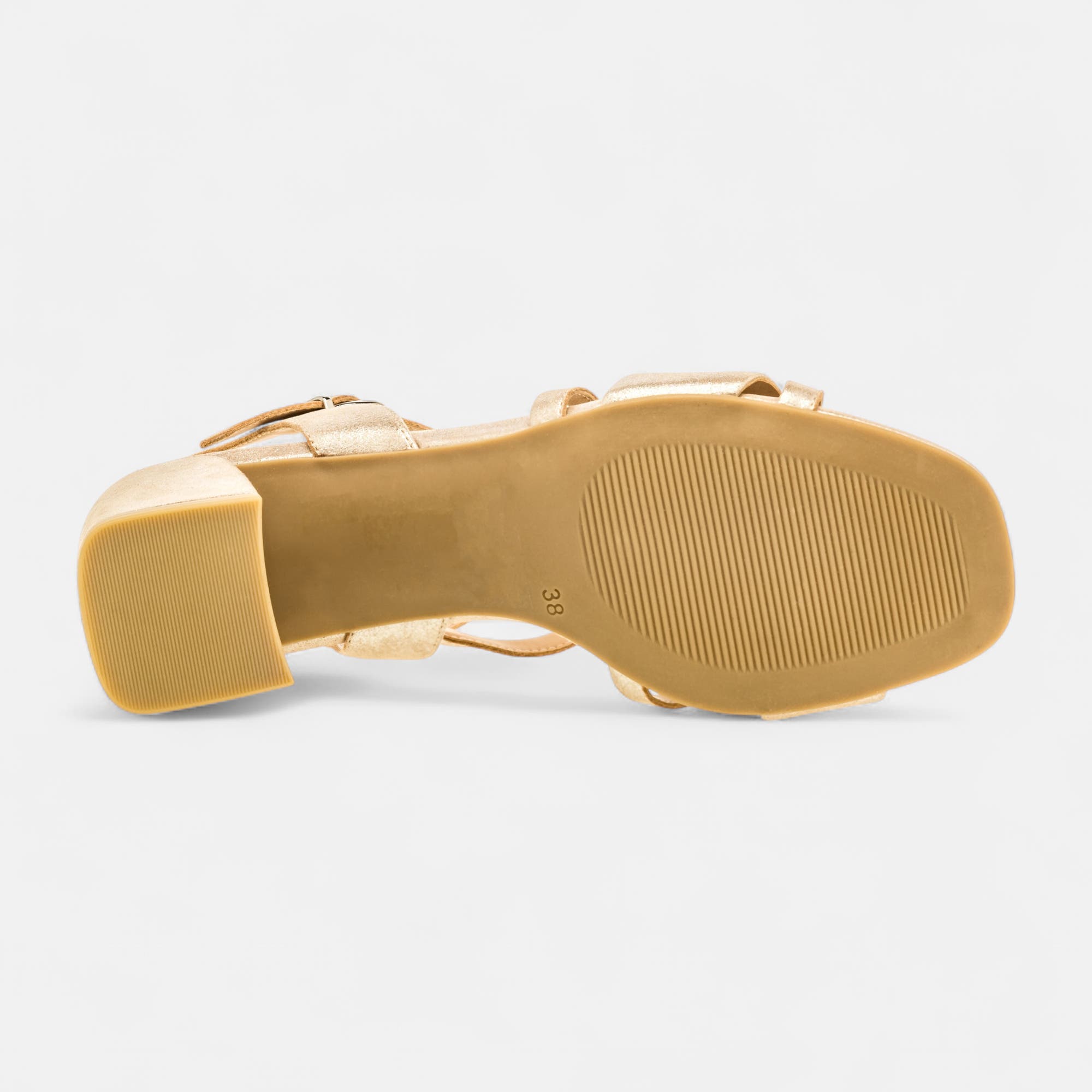 Nu-pieds à talon Femme en cuir or