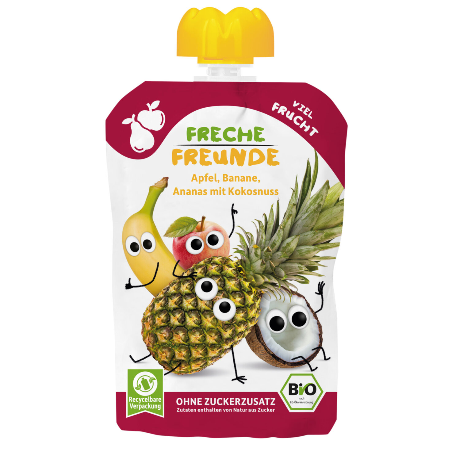 Freche Freunde Bio Quetschbeutel Apfel, Banane, Ananas und Kokos 6+ Monate