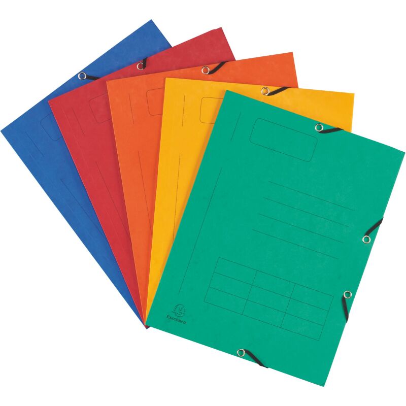 Chemise à élastique 3 rabats carte imprimée Exacompta 24 x 32 cm dos 1,5 cm couleurs assorties