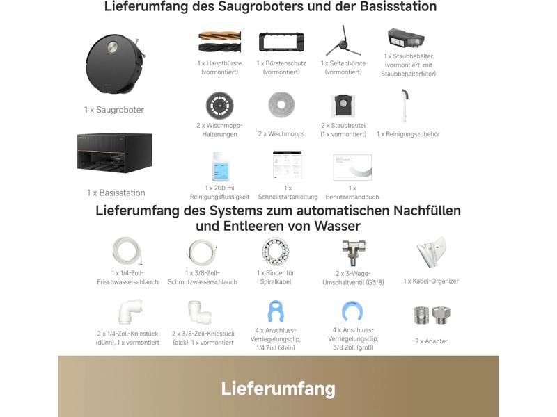 Dreame Saug- und Wischroboter X50 Master Schwarz Roboter-Staubsauger und Mop mit automatischem Wasserauffüllen und Entleeren