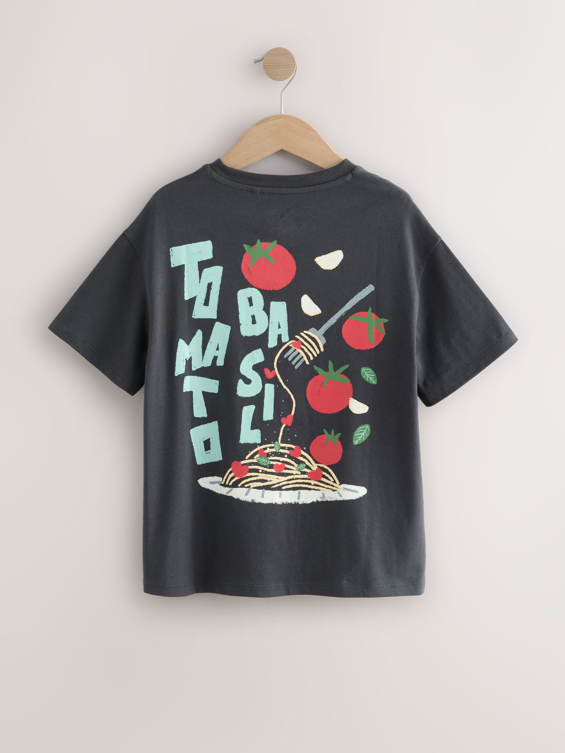 Charcoal Pasta - Oversized T-shirt met grafische print (3-16jr)