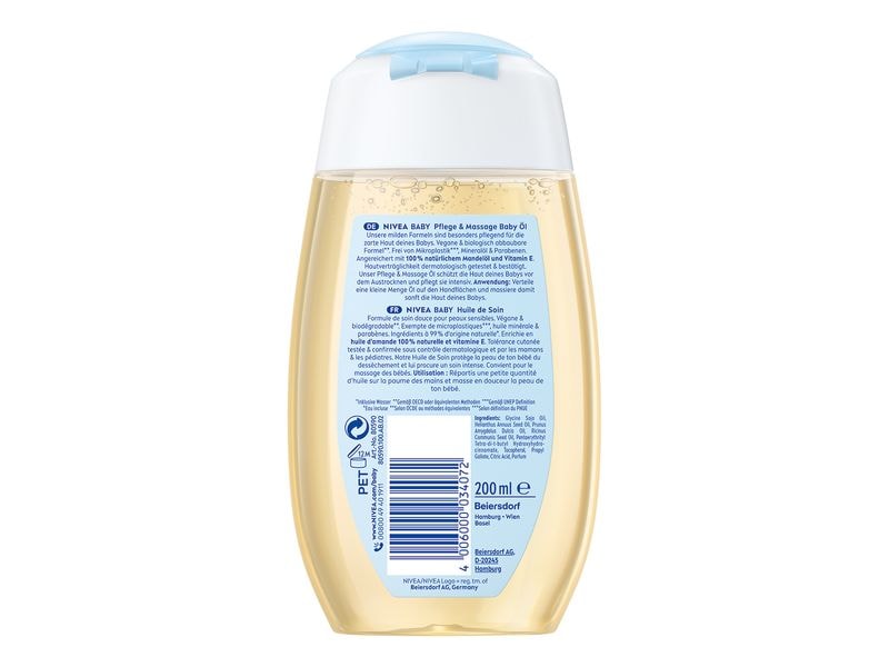 NIVEA BABY Baby-Pflegeöl & Massage 200 ml Baby Öl schützt und stärkt die zarte Babyhaut intensiv und unterstützt ihre natürliche Entwicklung