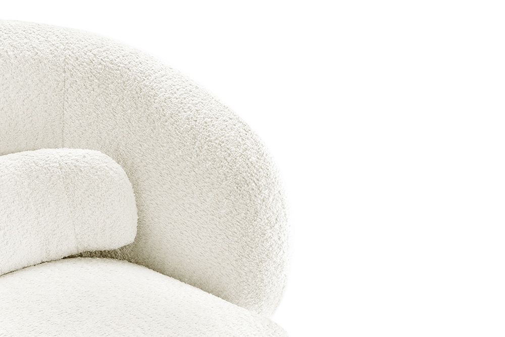 Drehbarer Design Sessel BOSSA NOVA weiß Bouclé