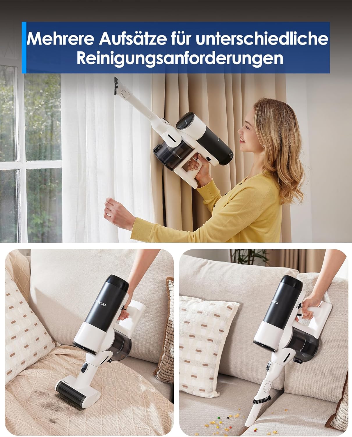 Tineco Floor ONE Switch S6 Stretch Nass Trockensauger, 180° Lay-Flat, Anti-Tangle, 85℃ Schnelltrocknend, 40min Nasssauger, 50min Staubsauger, 21kpa Doppelkante Reinigung des Ganze Haus & unter Möbeln