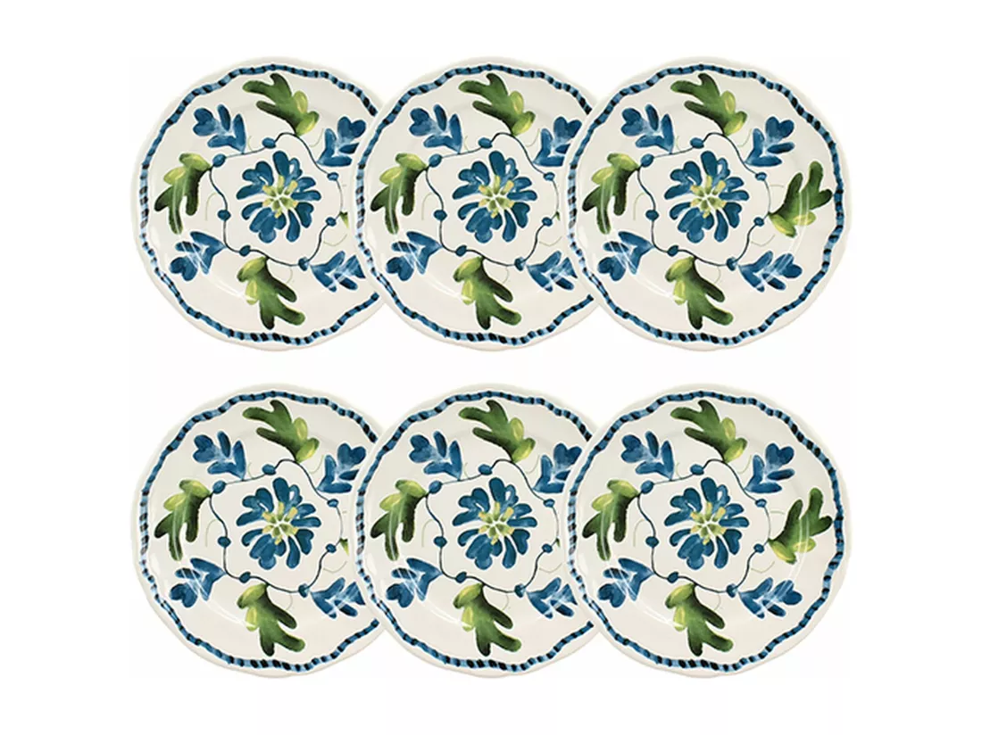 Novastyl - Lot 6 Assiettes Desserts Gardenia 20cm En Gres