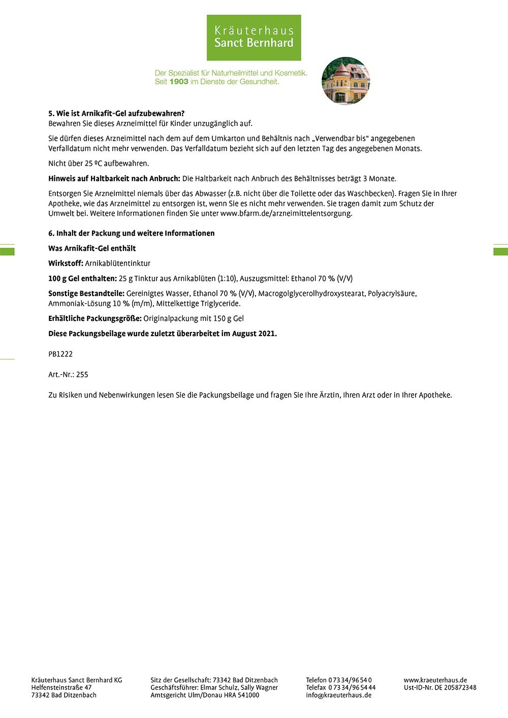 Sanct Bernhard Arnikafit-Gel