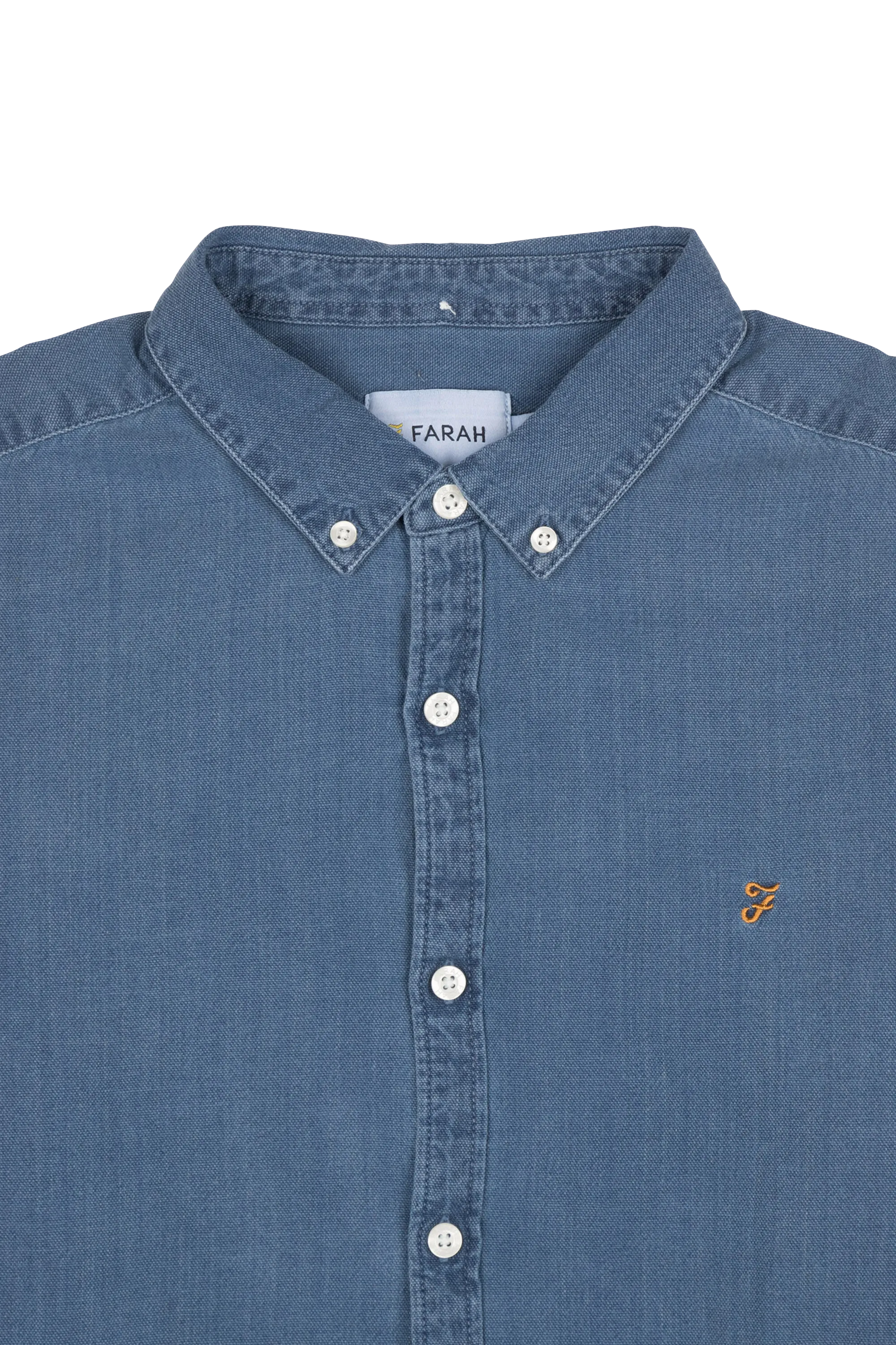 FARAH Chemise BREWER INDIGO SLM LS Bleu