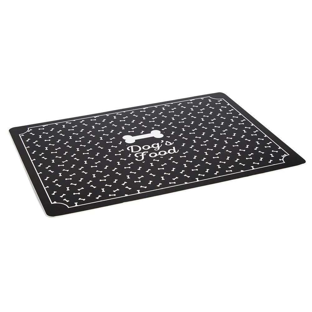 Tapis repose gamelle pour chien plastique imprimé - 43x32cm
