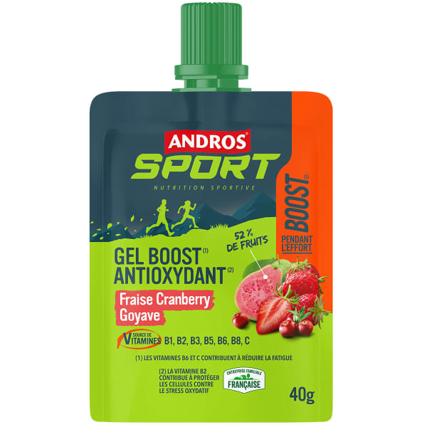 Gels énergétiques ANDROS GEL BOOST ANTIOXYDANT FRAISE CRANBERRY GOYAVE 40G
