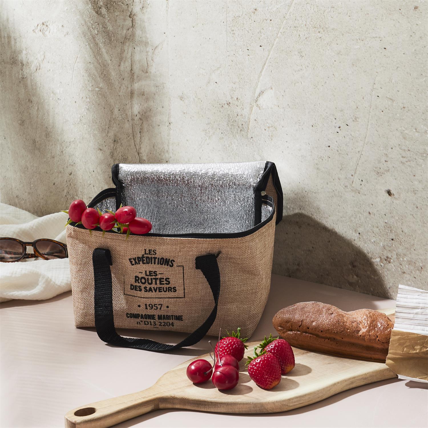 LUNCH BAG FRAICHEUR EFFET JUTE 24.5X18X16.5CM 8L