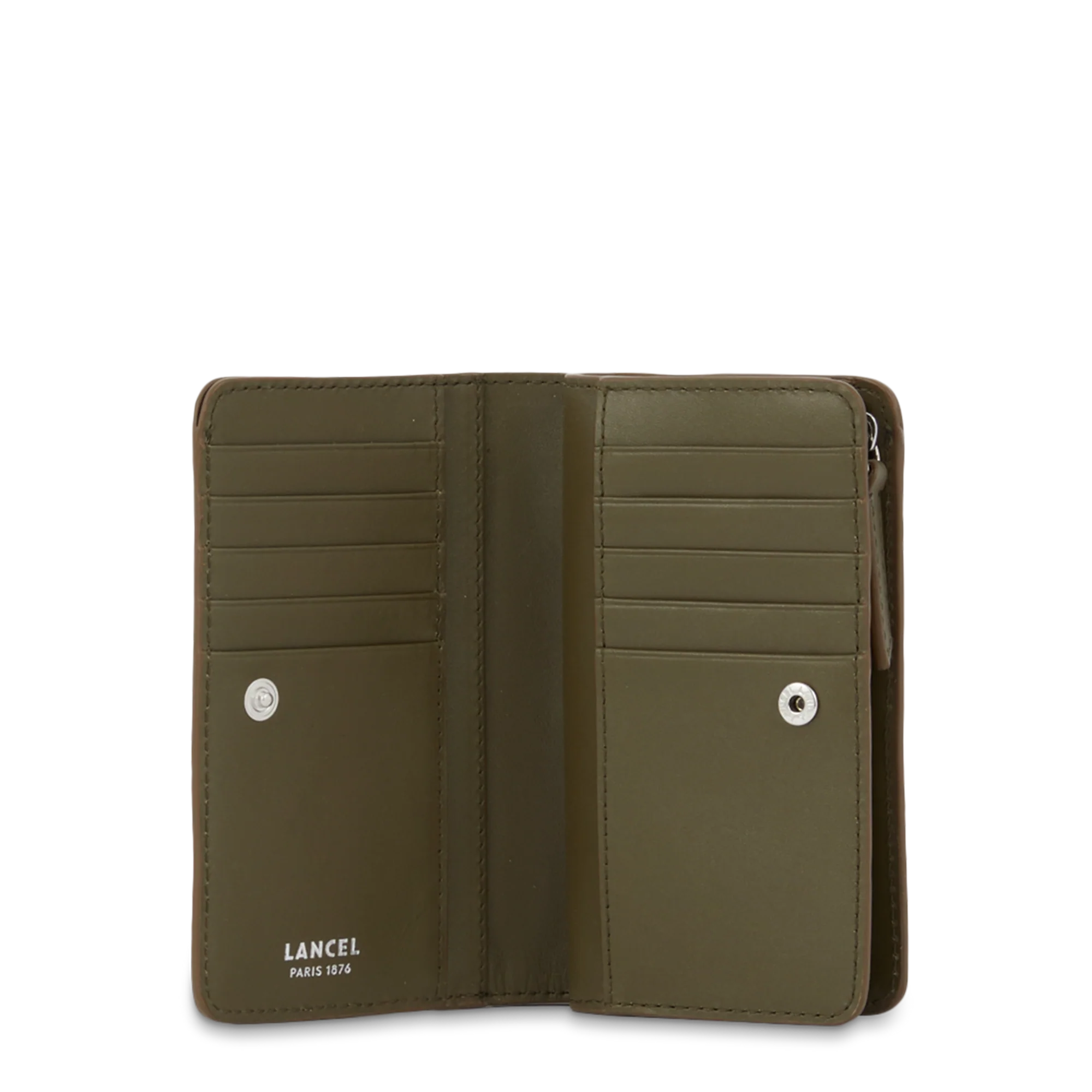 Portefeuille rectangulaire compact zippé Rodeo de Lancel-Kaki Fonce