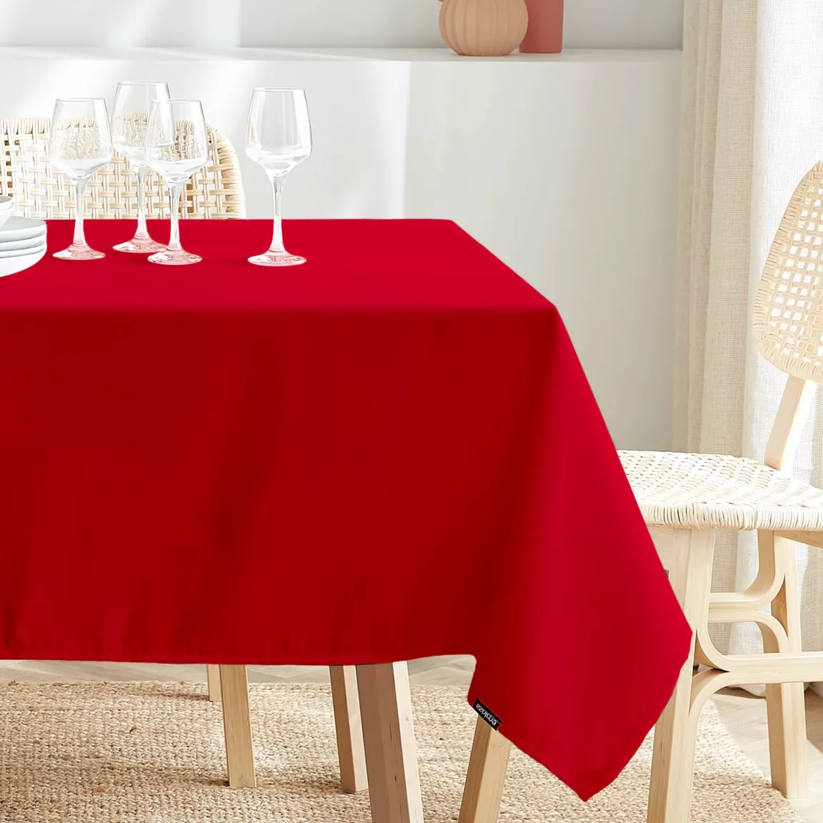 Nappe carrée anti tache (100 x 100 cm) Elise Rouge
