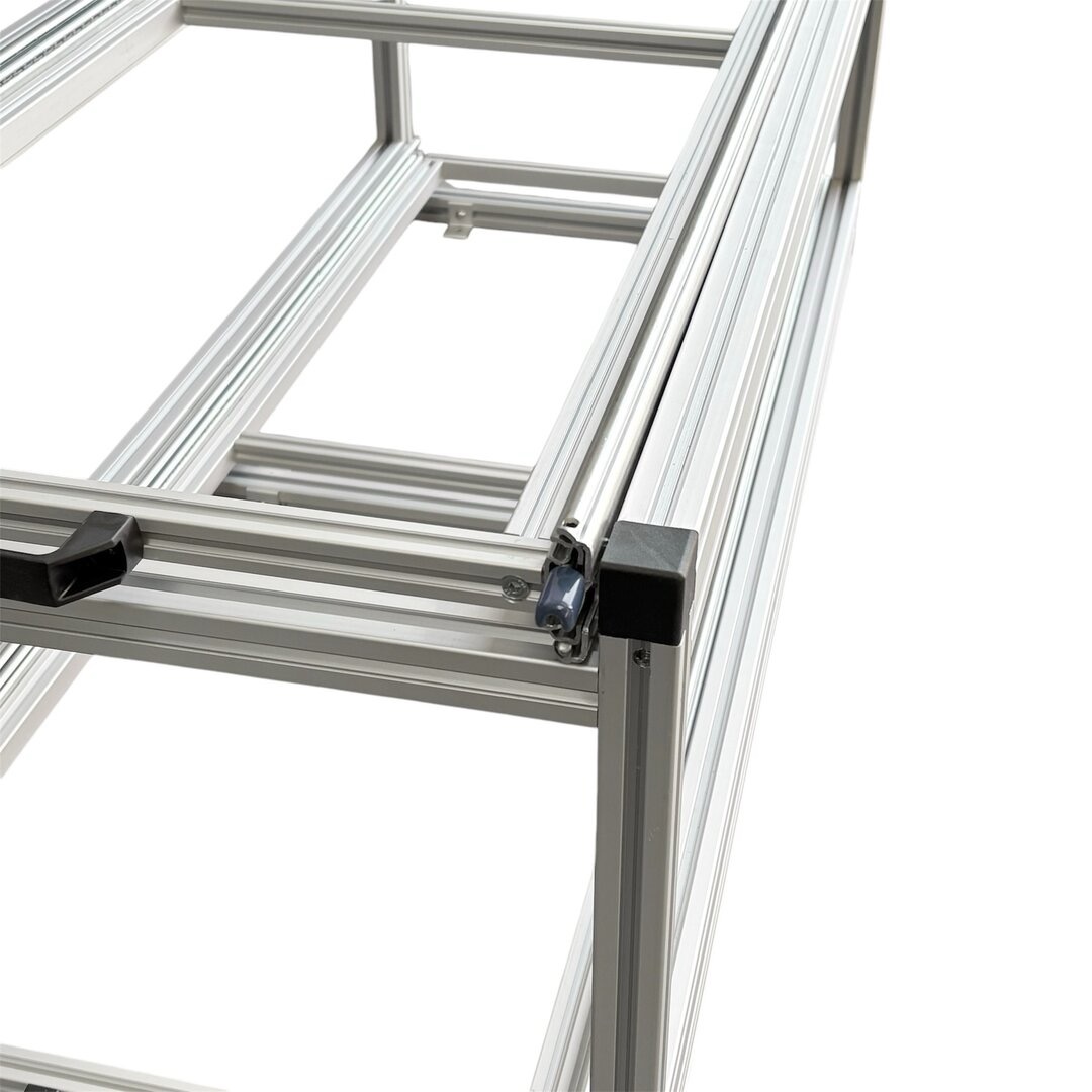 Aluminium dubbel schuifplateau met 4 open bakken - 80 x 60 cm