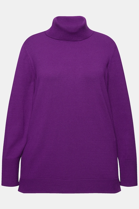 Rollkragenpullover, breite Rippbündchen, Langarm
