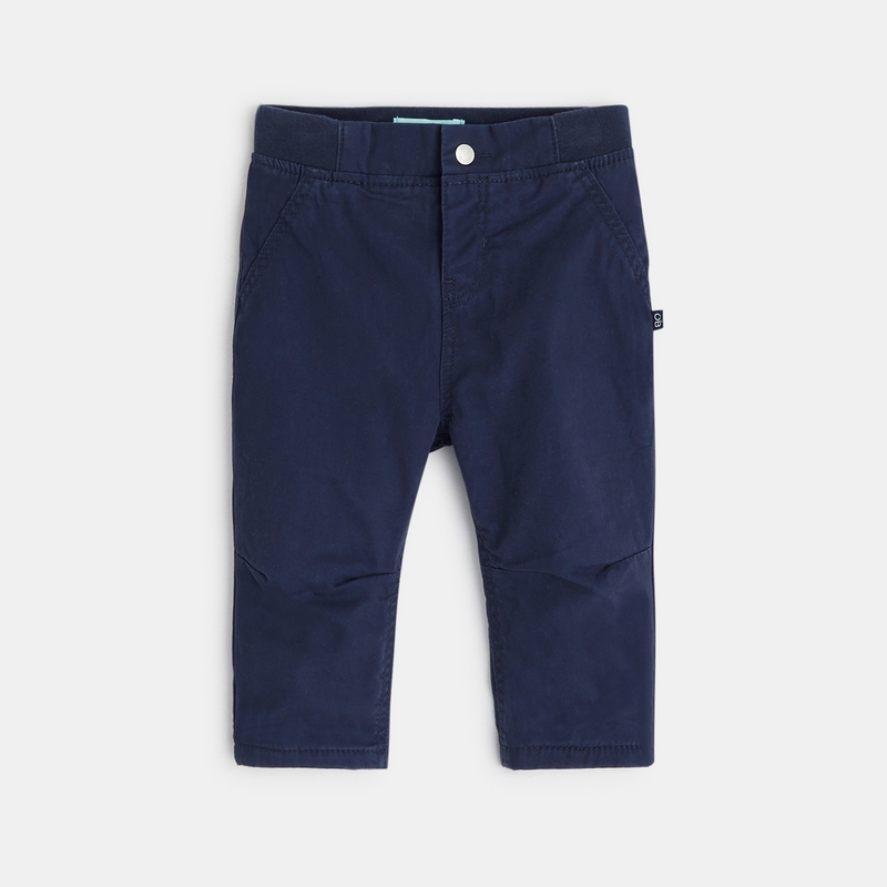 Pantalon toile effet denim doublé bleu bébé garçon