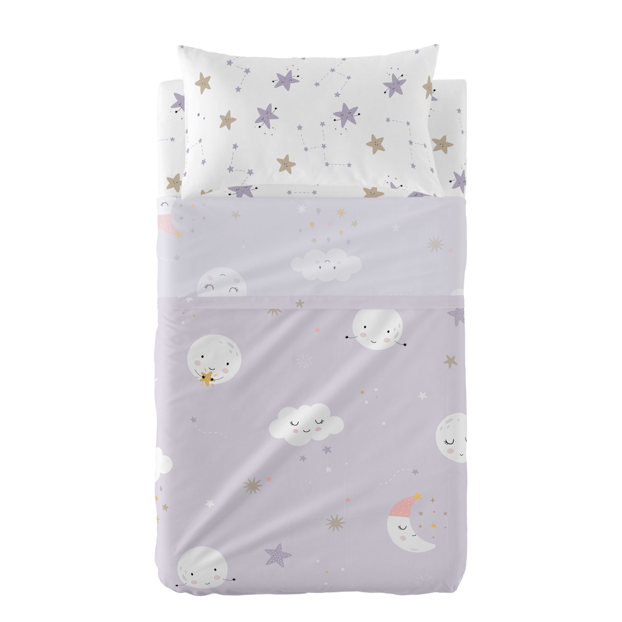 Moons Laken Set 2-delig 120x180 cm (Maxiledikant) Moshi Moshi, Veelkleurig, 100% katoen, de kwaliteit van 150 TC