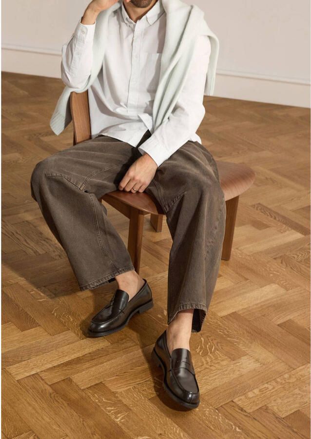 Manfield Heren Bruine leren loafers