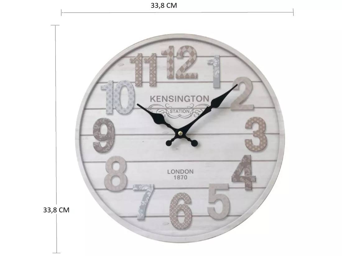 Horloge Murale Mdf Blanc Séjour Cuisine 33.8x33.8x4