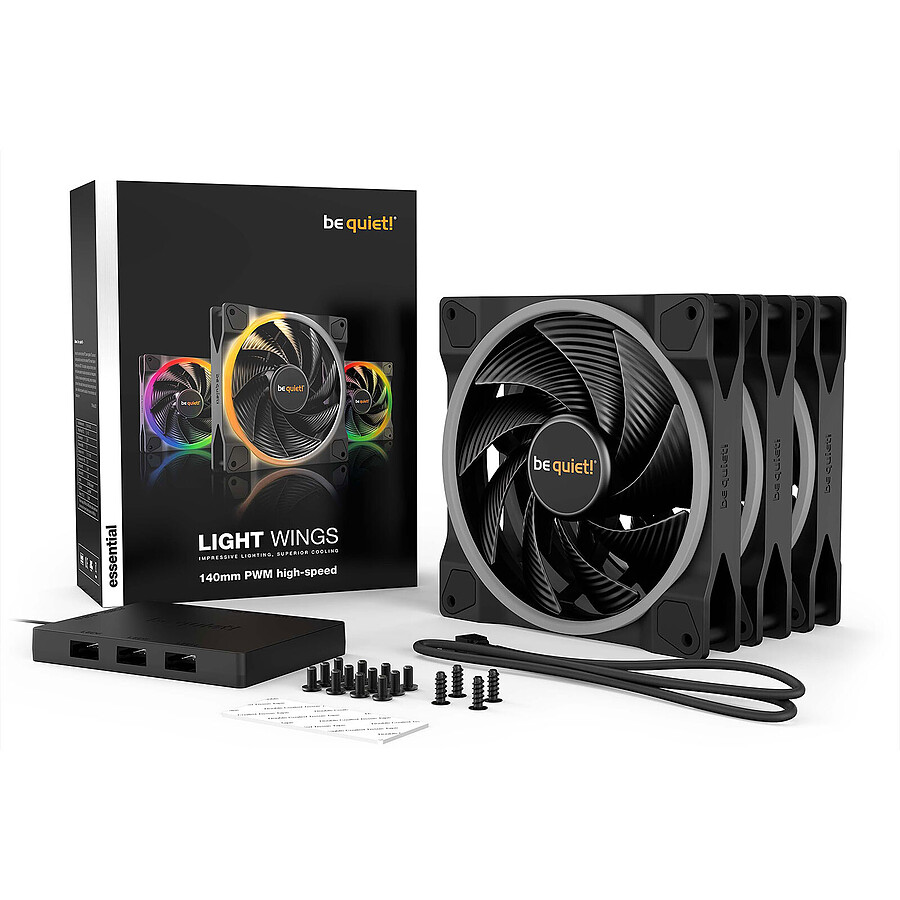 be quiet! Light Wings 140 mm PWM High Speed ARGB - Pack de 3