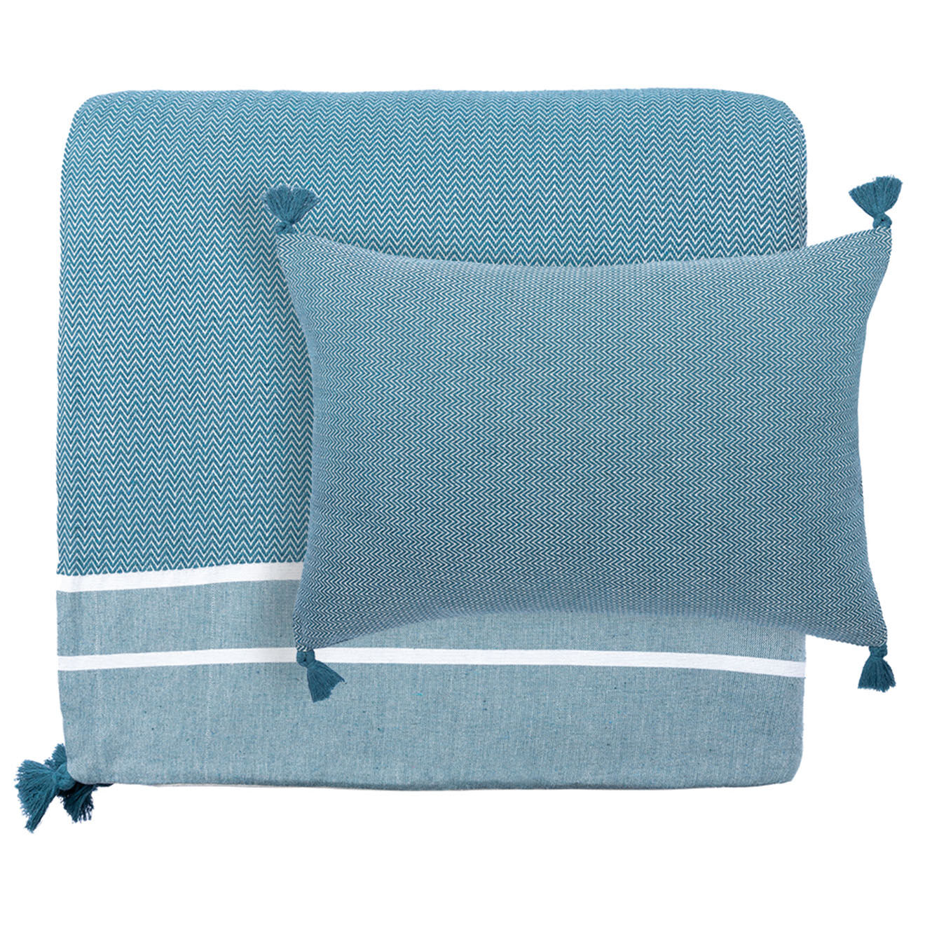 Febronie Housse de coussin Stockholm bleu pétrole - 60x40 cm
