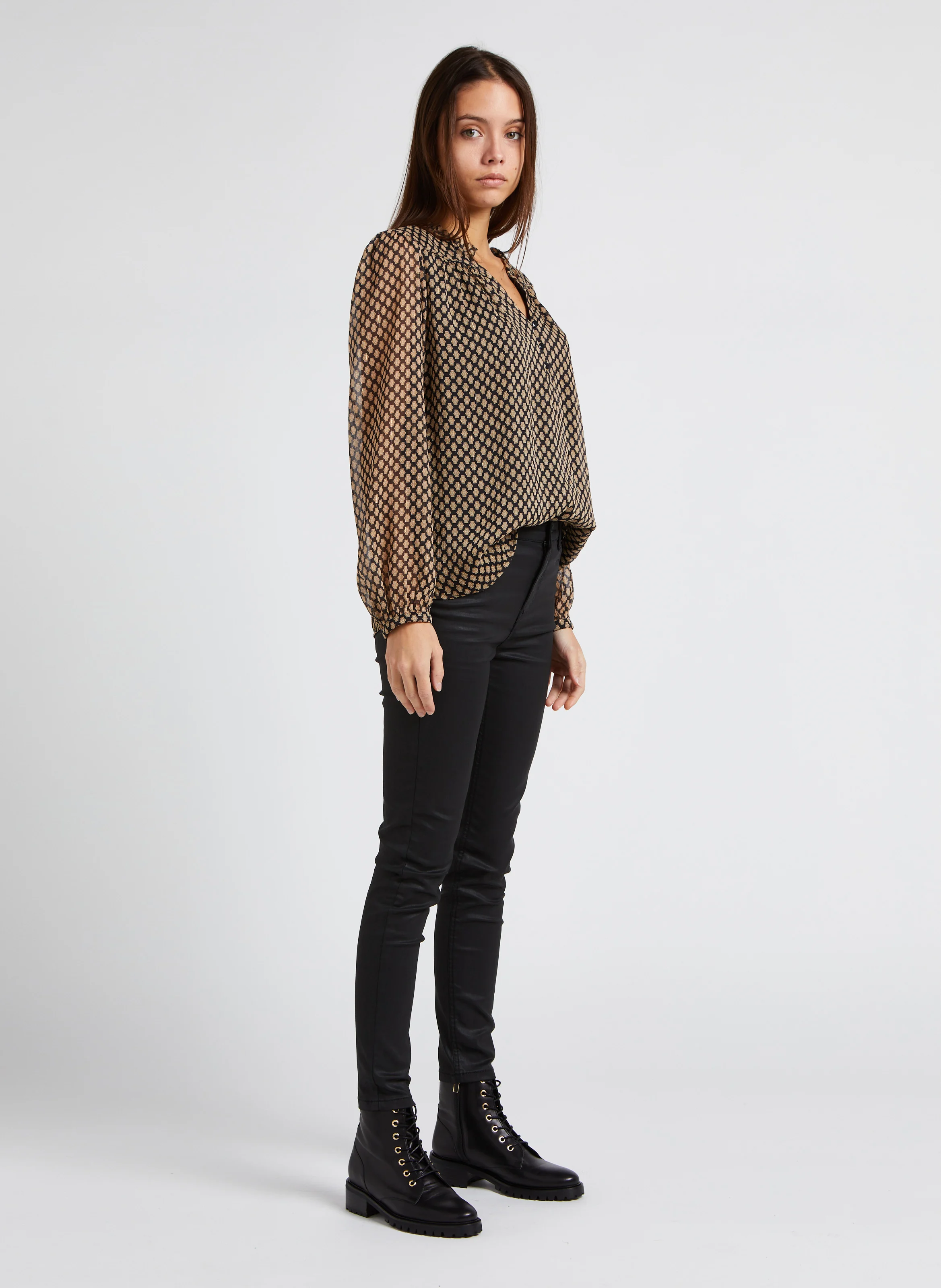 SUZY - Jean slim enduit taille haute | Noir