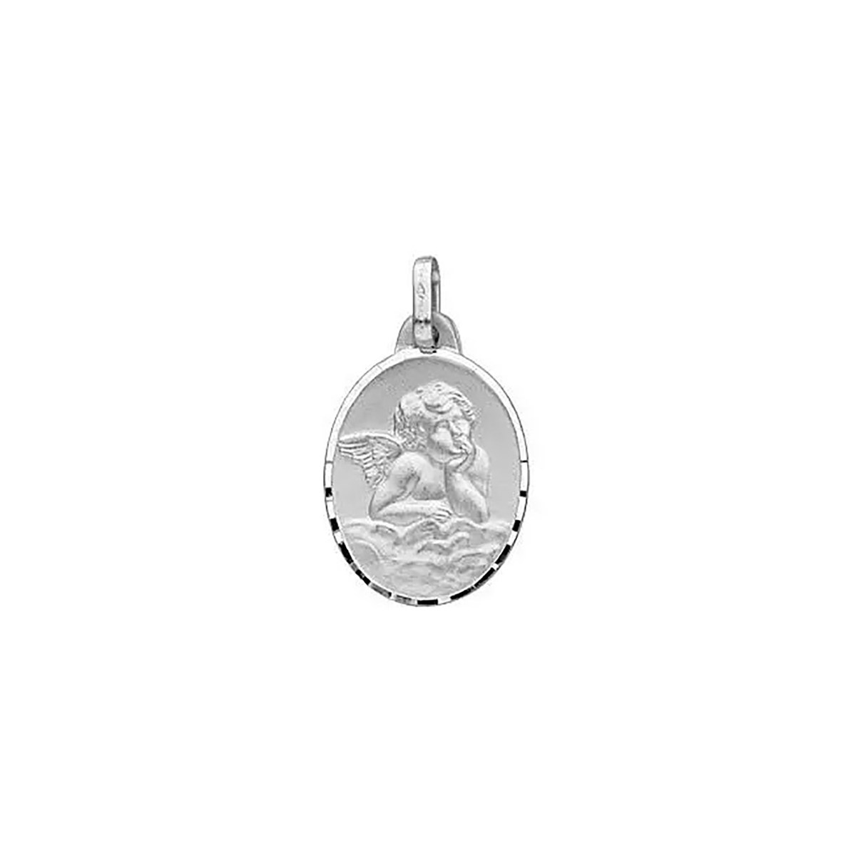 Pendentif Brillaxis ange ovale or blanc 18 carats20X14