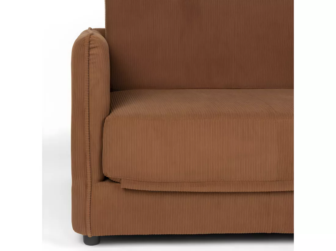 Jopie - Fauteuil convertible 109x200cm en velours côtelé - Terracotta