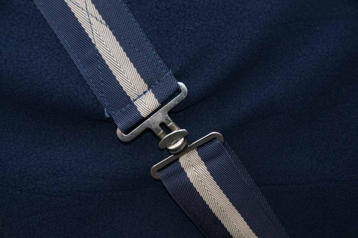 AMKA Fleecedecke Abschwitzdecke Transportdecke für Pferde mit Kreuzgurten d.blau