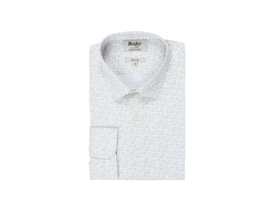 Chemise coton imprimée blanche tâchetée taupe - SIDOINE