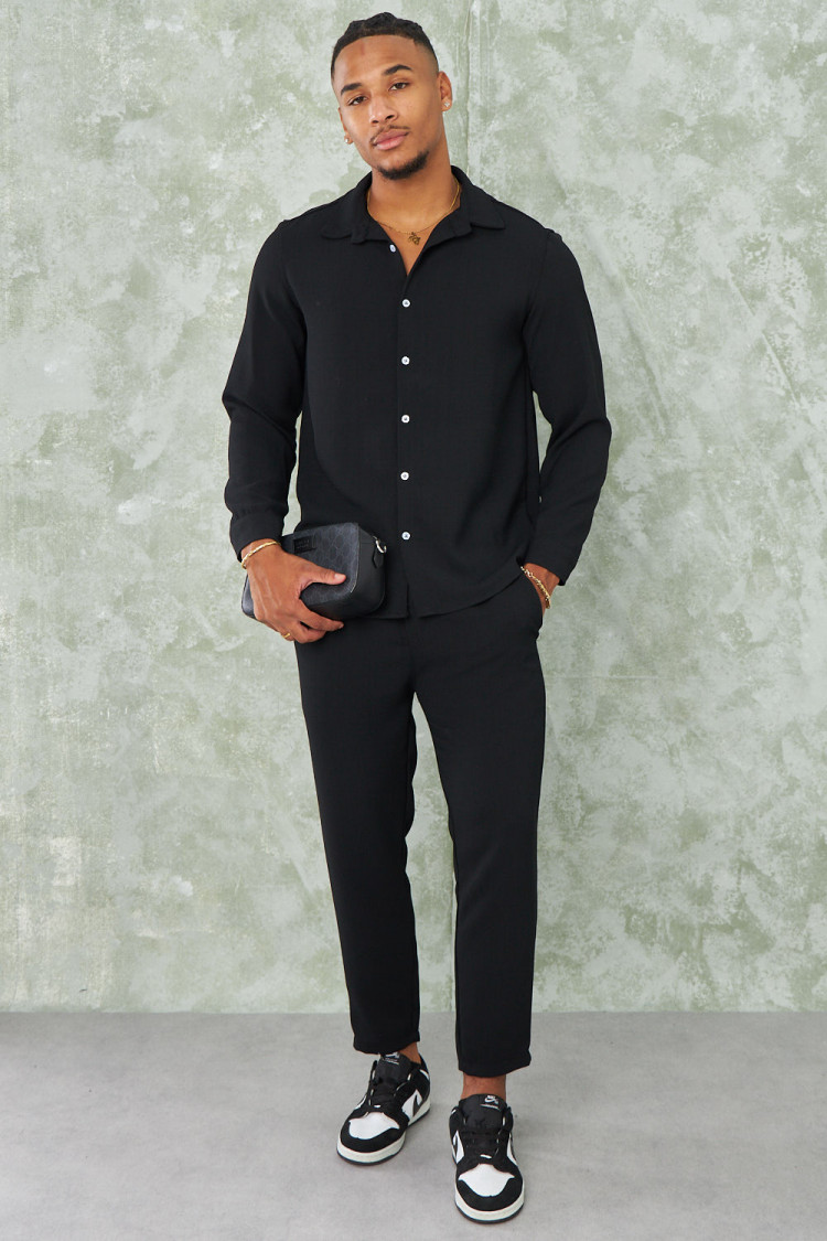 Ensemble 2 pièces chemise + pantalon noir