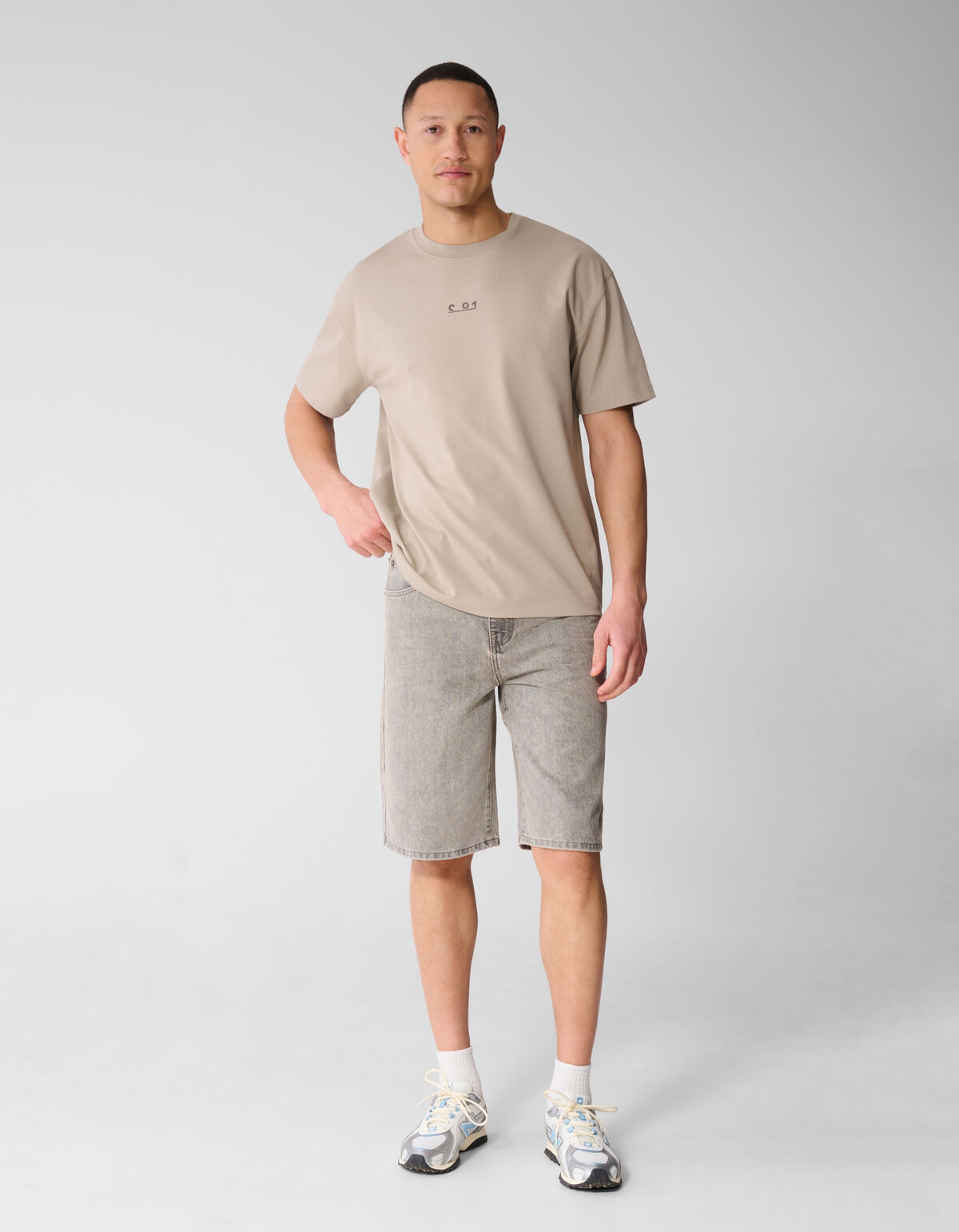 Grafische Tekst T-shirt Lichtbruin