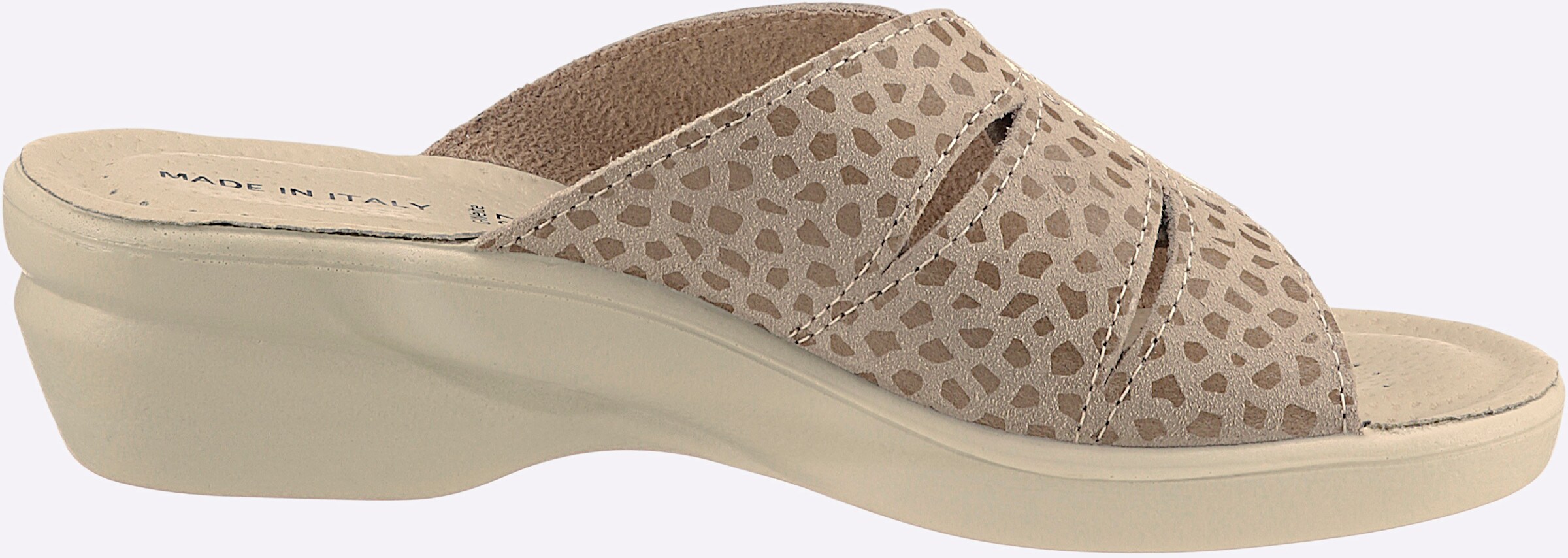 airsoft comfort+ Pantolette in beige-gemustert
