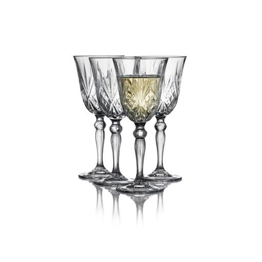 Lyngby Glas Melodia Krystal 4-pak Hvidvinsglas, Klar, 21 cl