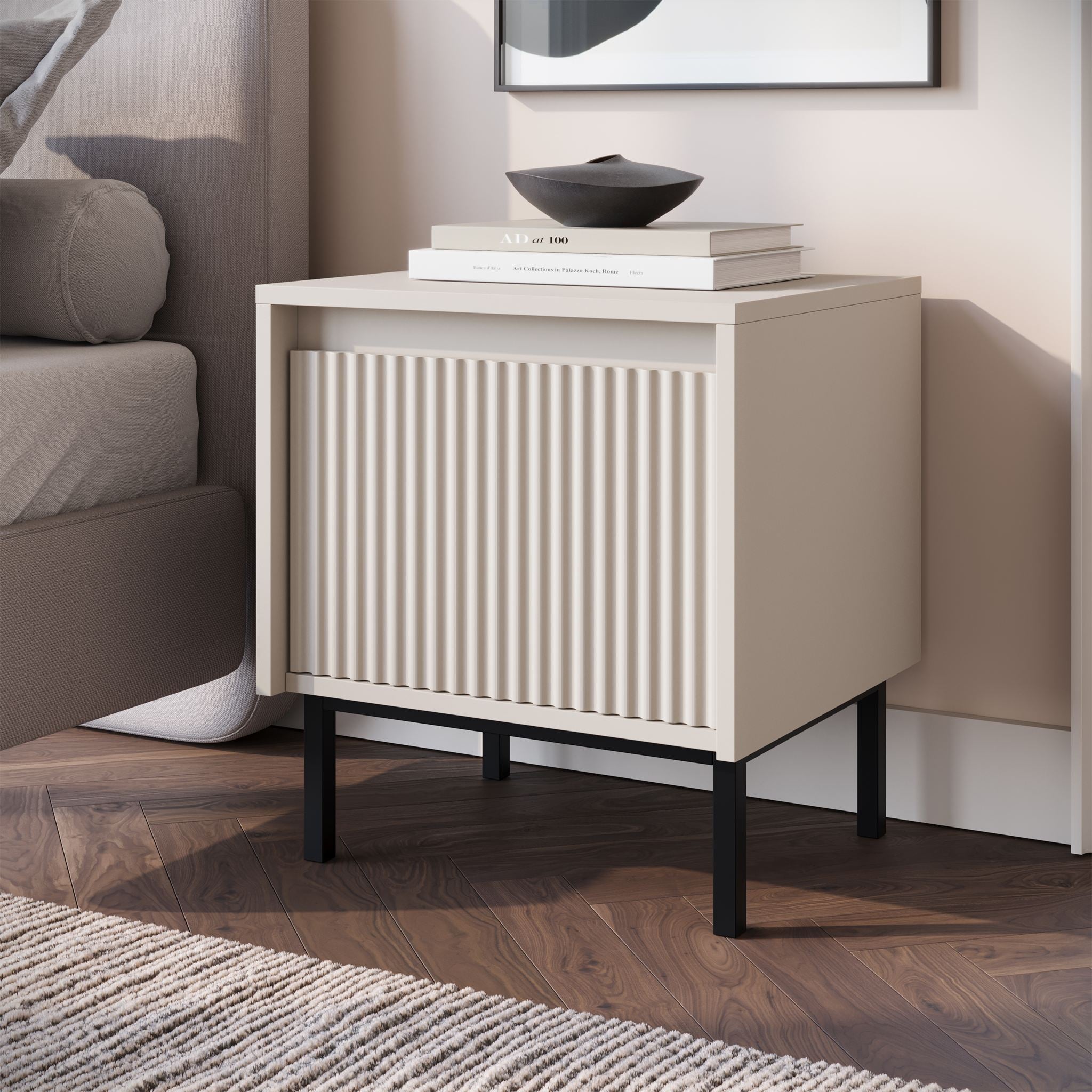 Meubella - Nachtkastje Orvana - Beige - 45 cm