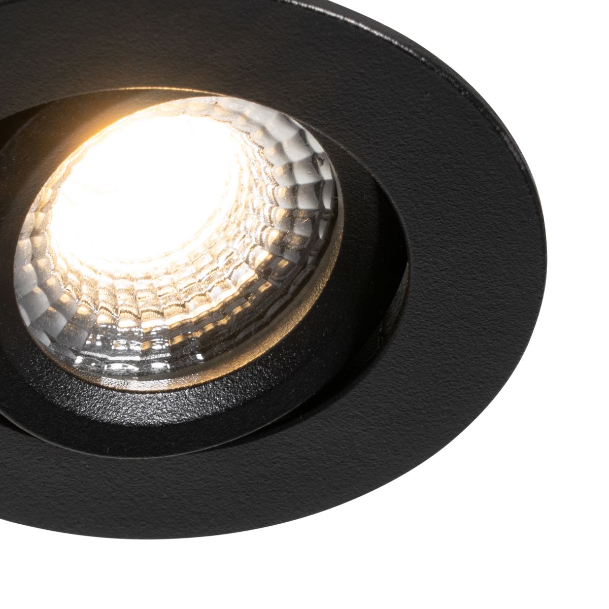 Set van 6 inbouwspots zwart kantelbaar 6,5cm incl. LED IP54 ultra slim - Pupil