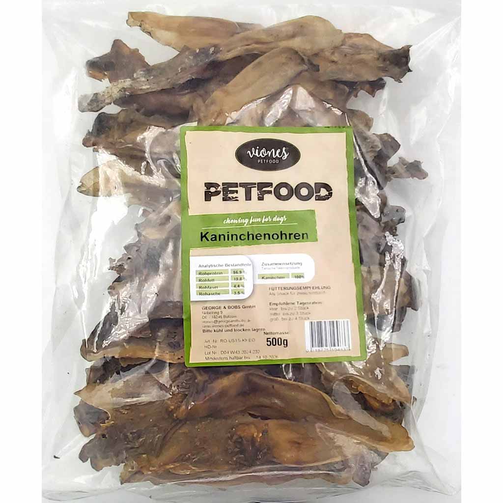 Hundesnack Kaninchenohren 500g MHD:14.10.26