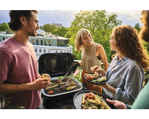 Weber Lumin Compact 2200 W elektrische grill, zwart, inclusief dekselthermometer, vetopvangbak, grillrooster en netsnoer.