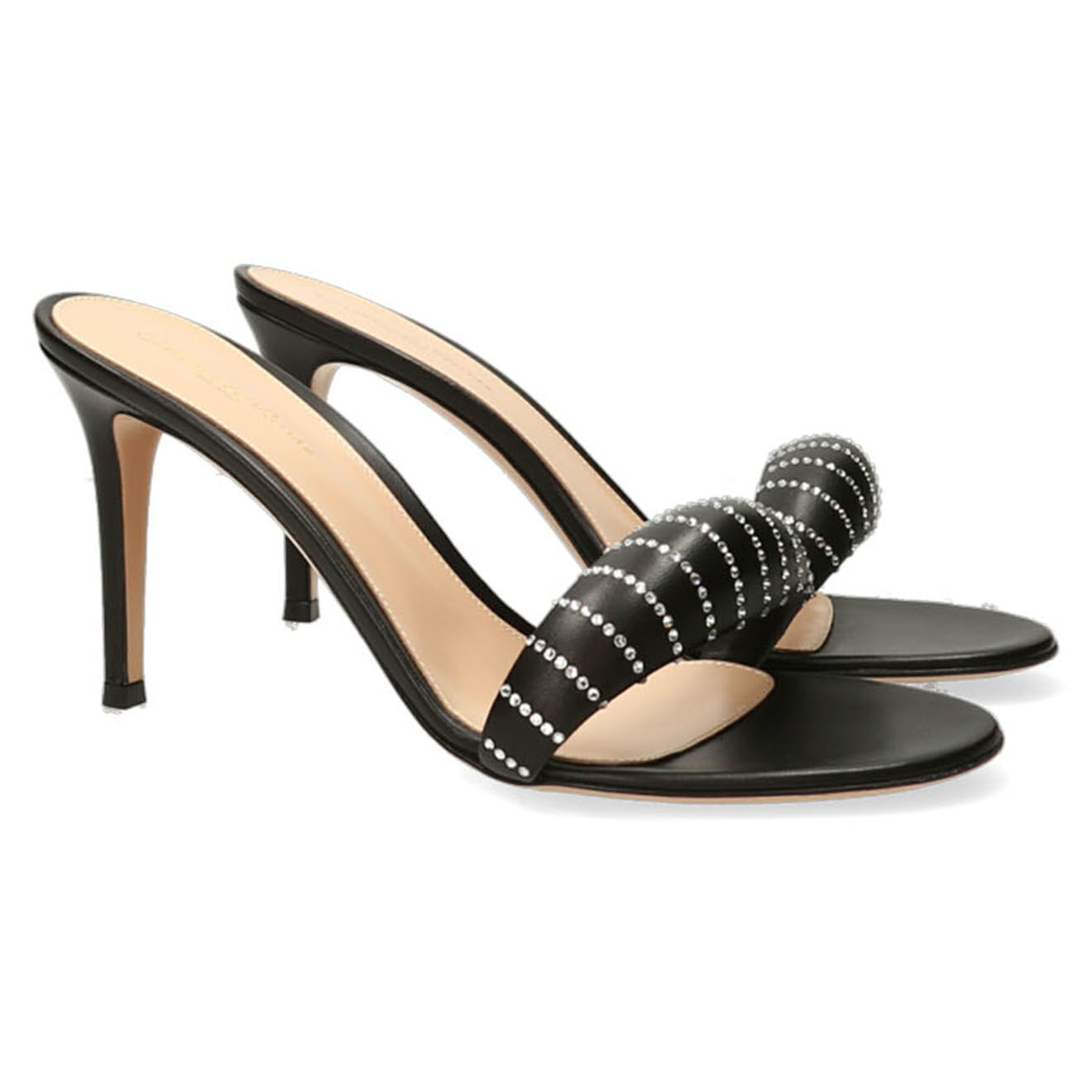 Gianvito Rossi Mules en Cuir Bijoux noires - Talon 8.5 cm