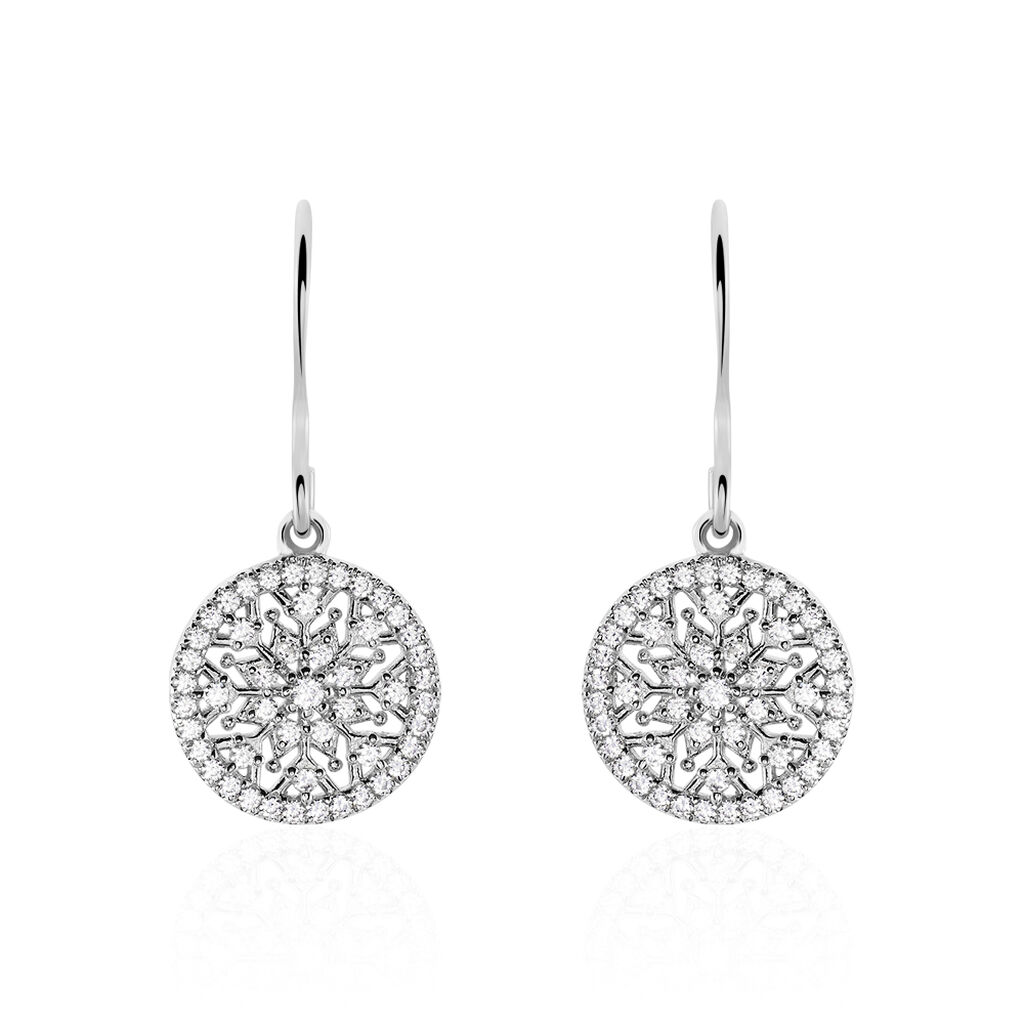 Boucles D'oreilles Pendantes Brunilda Argent Blanc Oxyde De Zirconium