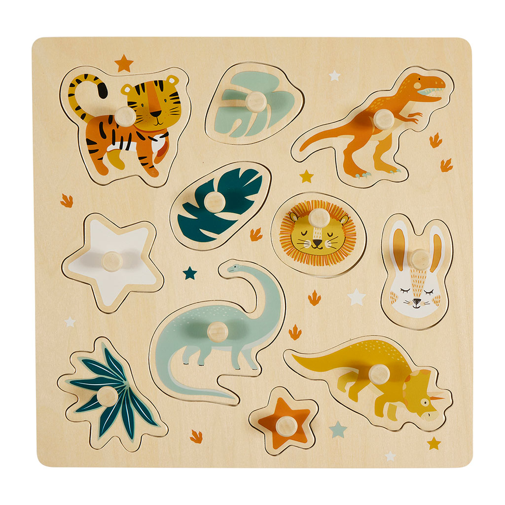 Puzzle bois pour enfant 11 pièces jungle 30x30cm