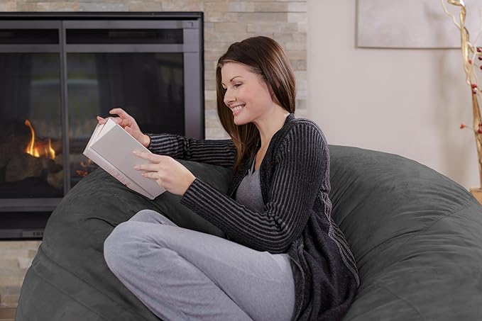 Chill Sack Bean Bag Chair: Giant 5' Memory Foam Furniture Bean Bag - Big Sofa with Soft Micro Fiber Cover - Charcoal