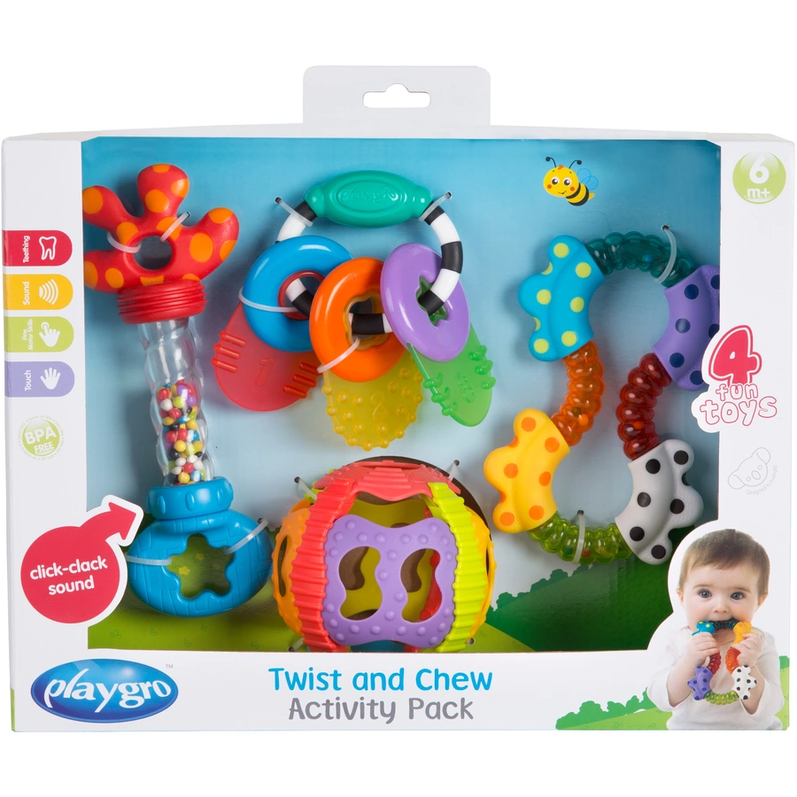 playgro Activity Rassel- und Beißring-Geschenkset