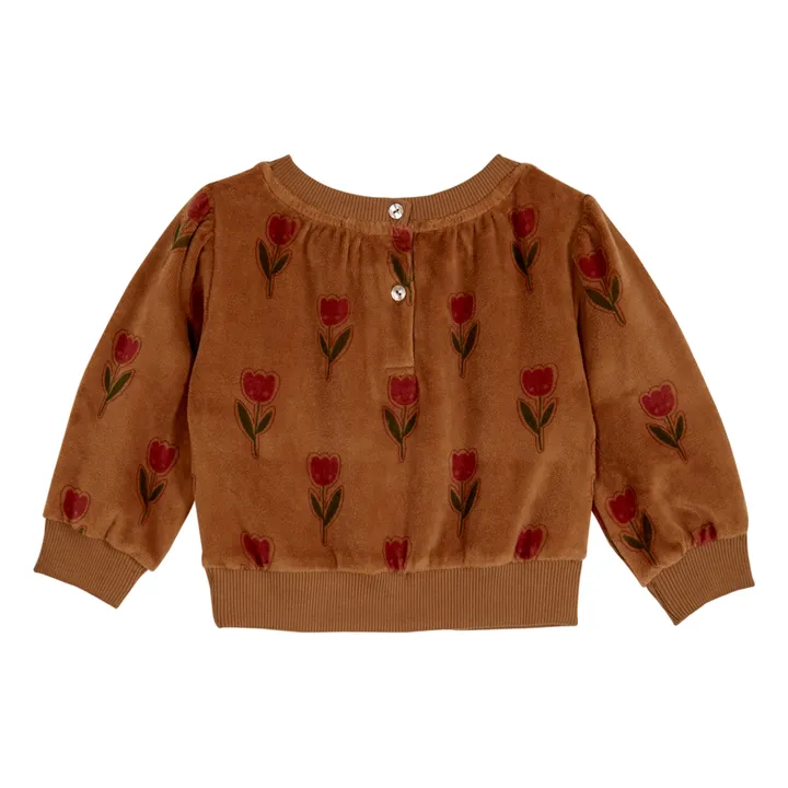 Emile et Ida Sweat Velours Tulipes | Caramel