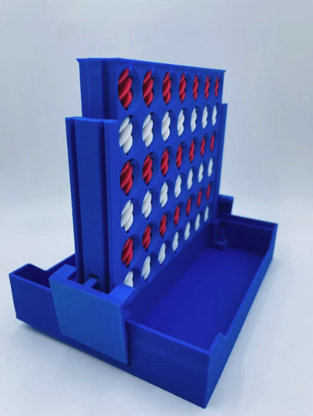 (17x14cm) Vier in einer Reihe Kinder Spiel Faltbares 3D Reise Strategiespiel inkl. Spiral Spielchips - Blau