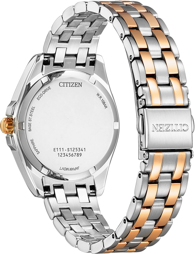 Citizen Solaruhr Armbanduhr, Damenuhr, Edelstahlarmband, bis 10 bar wasserdicht, Datum