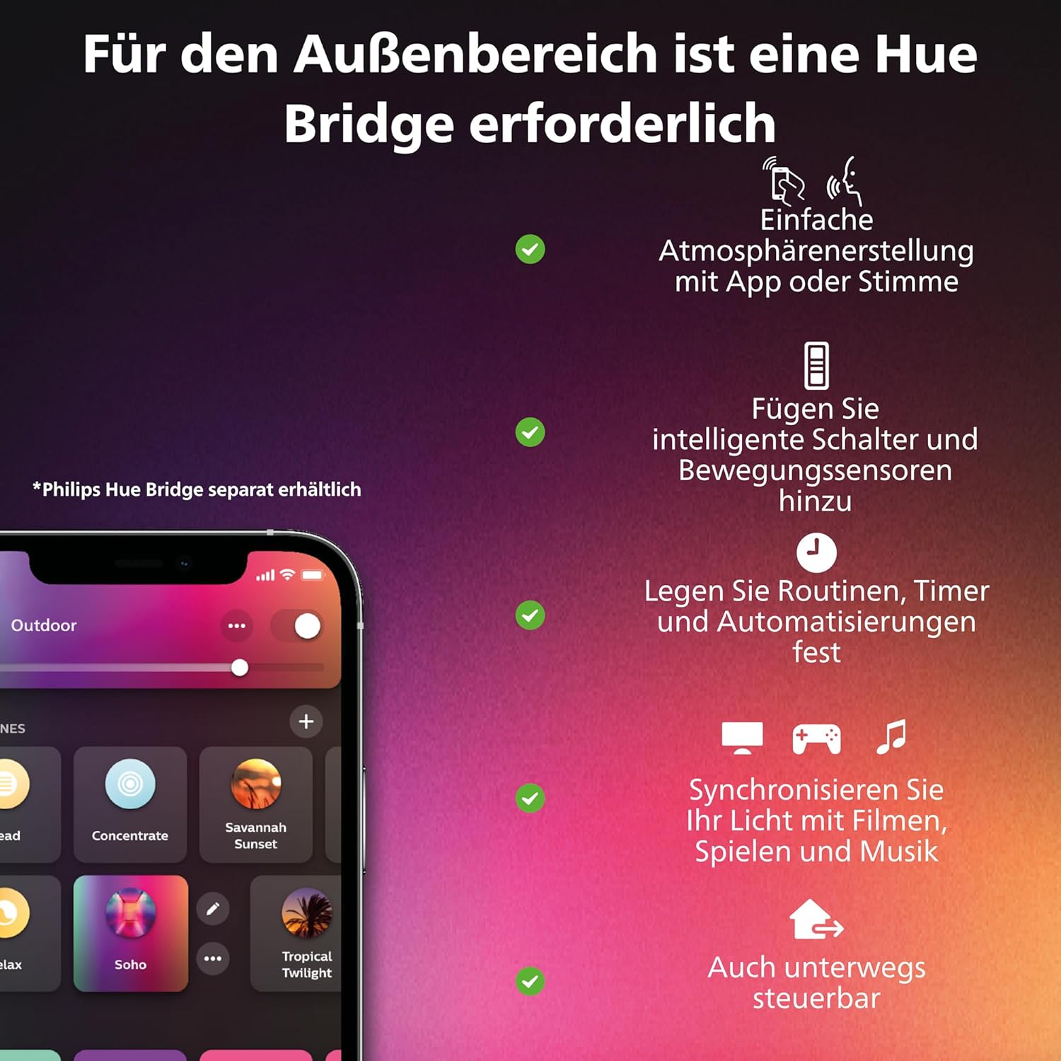 Philips Hue Dymera Wandleuchte innen & außen | Weißes & farbiges LED Licht | Immersive Innen- & Außenleuchte | IP44 wasserdicht | Sprachsteuerung mit Alexa, Apple Home & Google Assistant | Schwarz