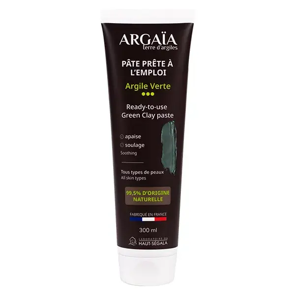 Pasta de Argila Verde Pronta para Uso Argaïa 300ml