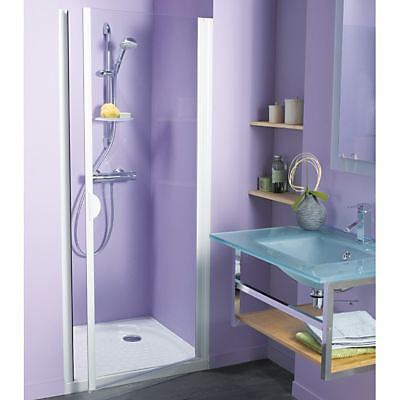 Porte de douche pivotante profilés blancs 90 cm, Schulte Sunny