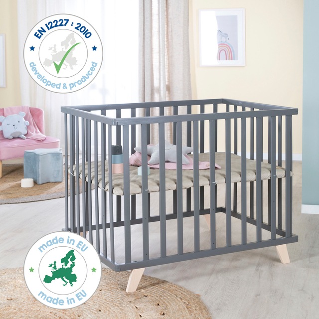 roba® Laufgitter »Luxe, grau, 75x100 cm« bis 15 kg mit Laufgittereinlage Greyish gesteppt